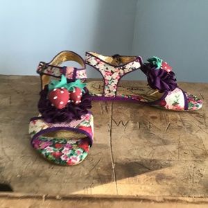 Size 6 purple and strawberry sandals